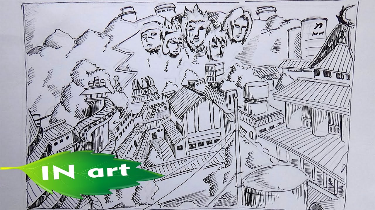 Sketching Konoha Village Sketsa Desa Konoha Youtube