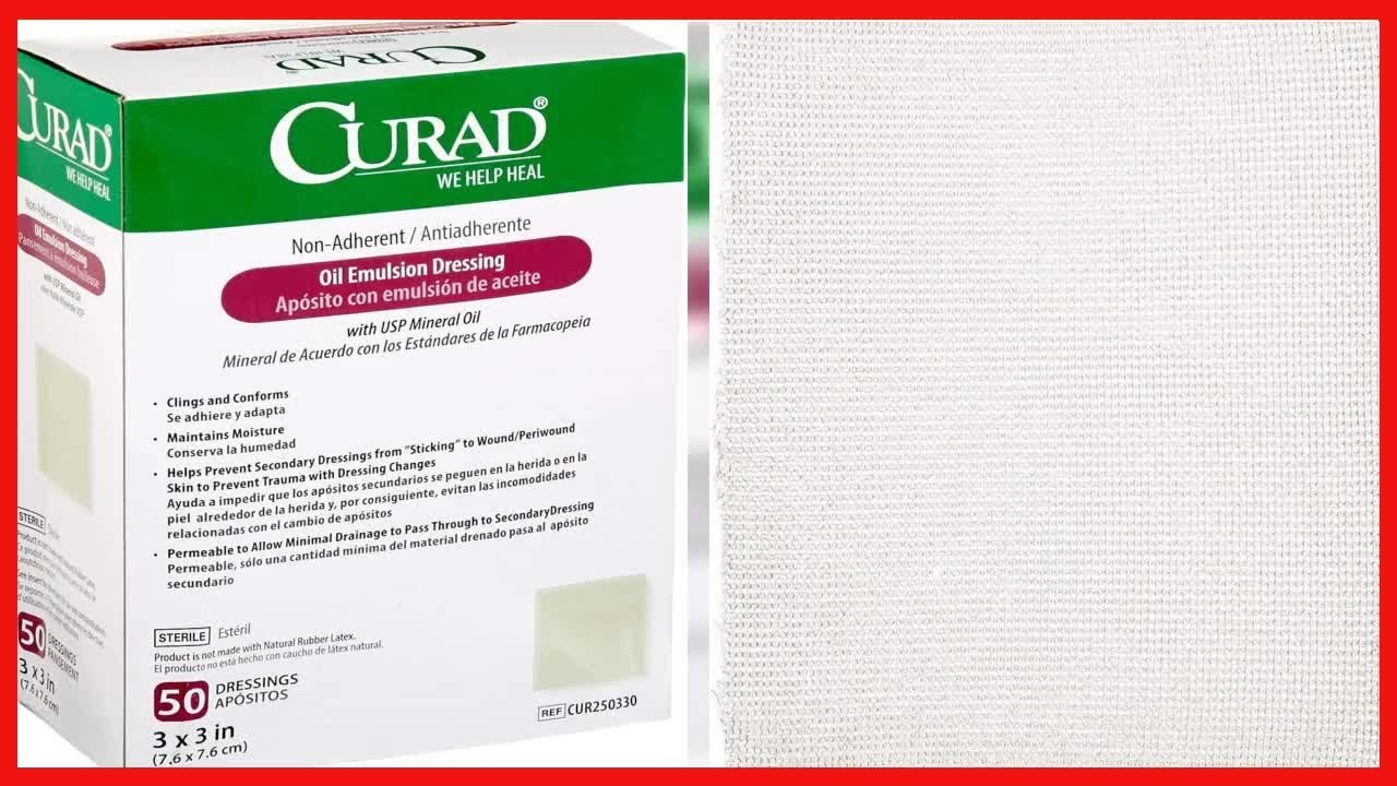 Curad Sterile Oil Emulsion Non Adherent Gauze Dressing, 3x3 inches, for Minor Burns, Abrasions Curad Sterile Oil Emulsion Non Adherent Gauze Dressing, 3x3 inches, for Minor Burns, Abrasions