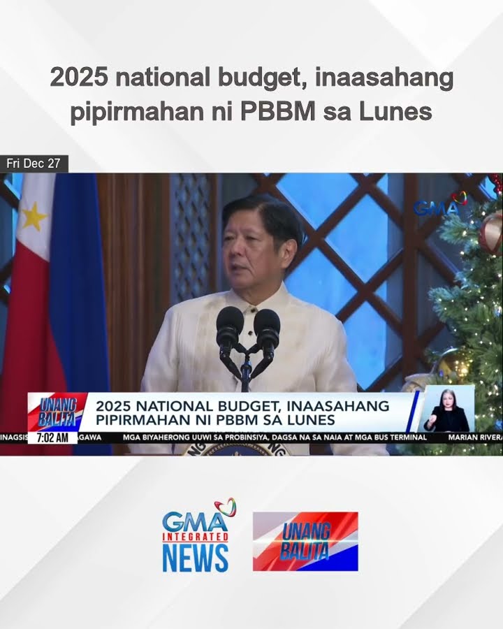 2025 national budget, inaasahang pipirmahan ni PBBM sa Lunes | Unang Balita