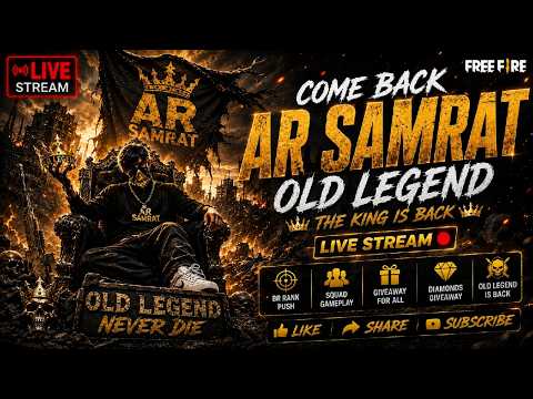 🔴 AR SAMRAT LIVE 🔥 100 DIAMOND GIVEAWAY 💎 BR CUSTOM ROOM | SQUAD POWER 👑 FREE FIRE MAX