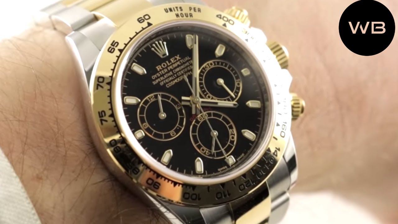 rolex daytona steel gold black dial