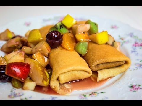 Видео рецепт Блины с фруктами