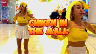 yellow chicken in the mall 🐥 pranks, fights and showdown with the security 😁