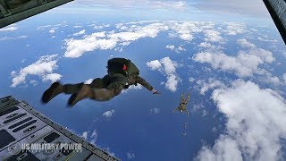 Amazing  Us Marines Division Conduct Parachute Operations From Kc130 And A Uh1n