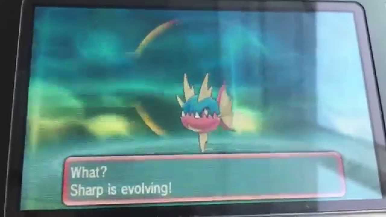 Pokemon Omega Ruby and Alpha Sapphire Carvanha evolving into Sharpedo