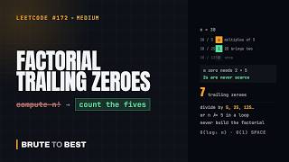 LeetCode #172: Factorial Trailing Zeroes — Just Count the Fives