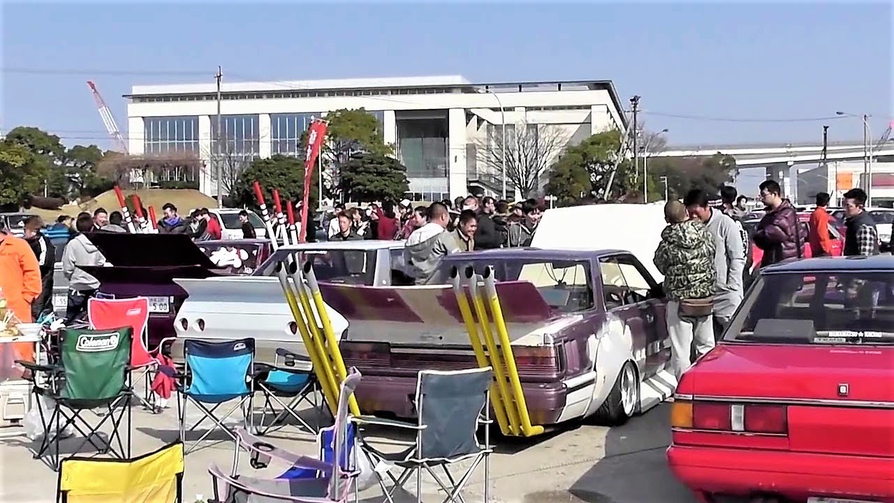 16 名古屋オートトレンド 駐車場 旧車天国 竹槍マフラー 直管竹やり出っ歯 旧車会 Nagoya Auto Torend 16 Youtube