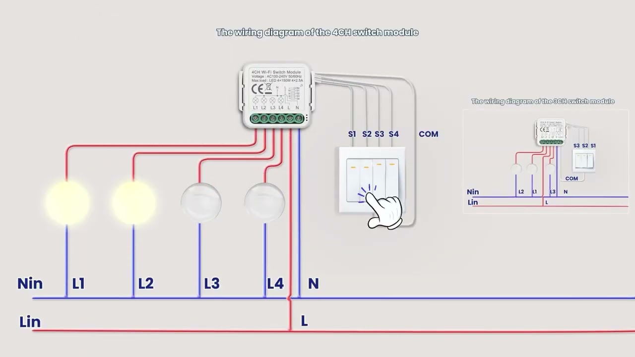 Módulo Tuya Wifi Smart Switch suporta controle bidirecional, controle