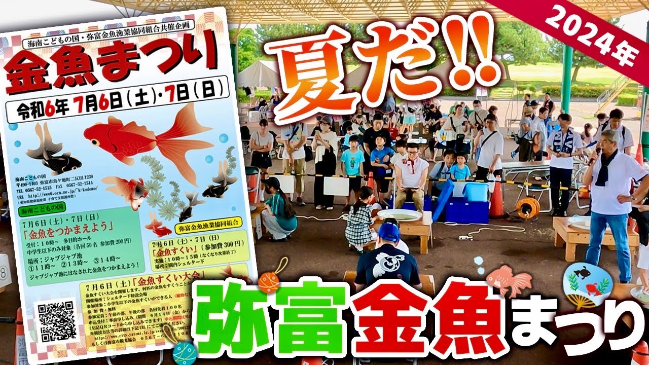 【弥富金魚まつり】2024年7月に行われた毎年恒例の祭り‼︎今年も暑い中多くのお客さんで大盛況でした‼︎「金魚すくい大会」も開催され子供たちの白熱した真剣勝負が繰り広げられました‼︎