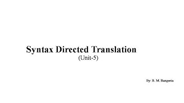 Syntax Directed Translation
