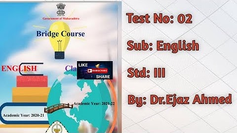 Bridge Course std III test no 2 subject English.