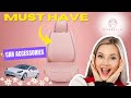 CUTE CAR ACCESSORIES | Carbella™ Luxurious Car Seat Covers w/ Crystals - Pink