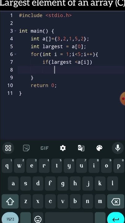 C program to find largest number in an array !👩🏻‍💻 - YouTube image.