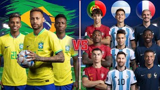 Neymar Jr Vinicius Jr Rodrygo 🆚 Portugal Argentina France (Messi, Ronaldo, Mbappe)💪⚽🔥