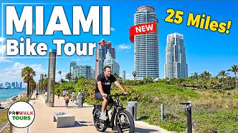 Miami Bike Tour 🚴 25 Miles | 40 km Virtual Cycling Ride in 4K
