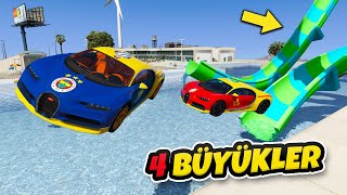  4 Büyükler Bugatti Arabalar Kaydıraklı Havuz Parkurunda Gta 5