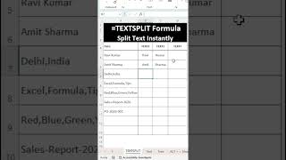 TEXTSPLIT Formula in Excel | Split Text Like a Pro ✂️ #excel #tricks #exceltips #education