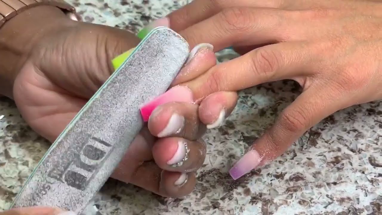 Rainbow Ombré Acrylic Nails - YouTube