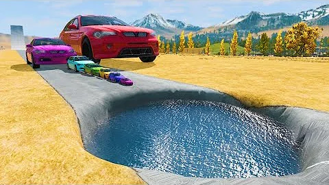Big & Small Cars vs Giant Pit – BeamNG.Drive