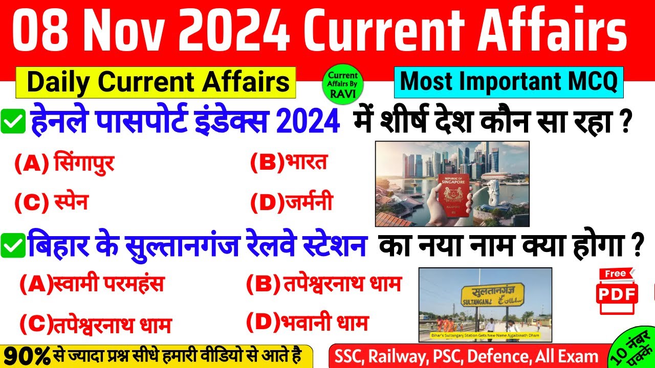 8 November 2024 Current Affairs | Current Affairs Today | SSC, NTPC ...