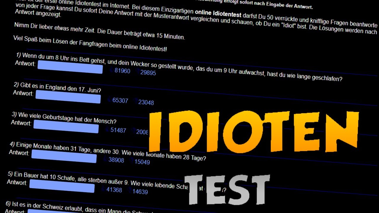 Idioten Test Fragen Mit Lösung www.youtube.com