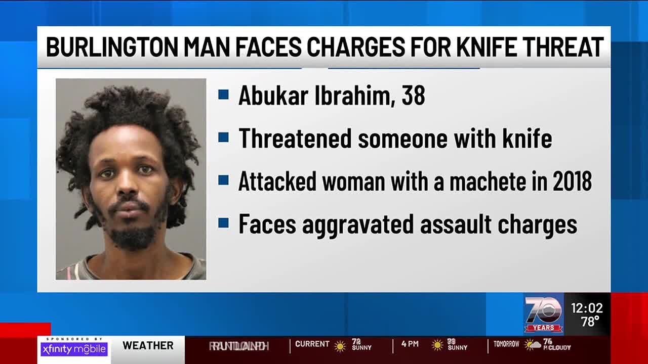 Burlington man arrested following knife threat - YouTube