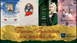 Free Funeral Invitation Card Template Psd Funeral Invitation PSD Template