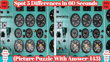 Spot 5 Differences in 60 Second😇!99% Fail!#Puzzle-143 With Answer!#FindTheDifference #challenge