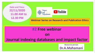 Webinar on Journal indexing databases and impact factor | Progress with Prof.Mahamani