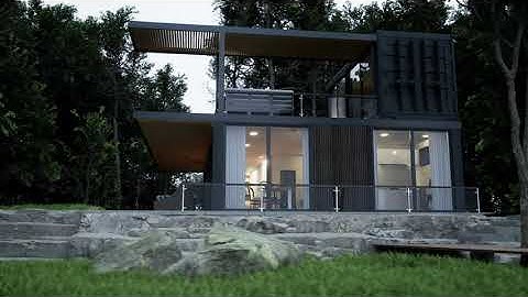 Shipping container wild forest House. Cozy place. Unreal engine 5.