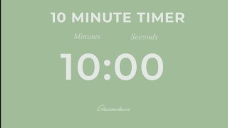 10 Minute Timer | Calm Pastel Sage Green Countdown (Bell at End) 🌿