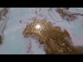 Sea Foam and Gold Resin Table Top (lace, veins, depth, cells, magic)