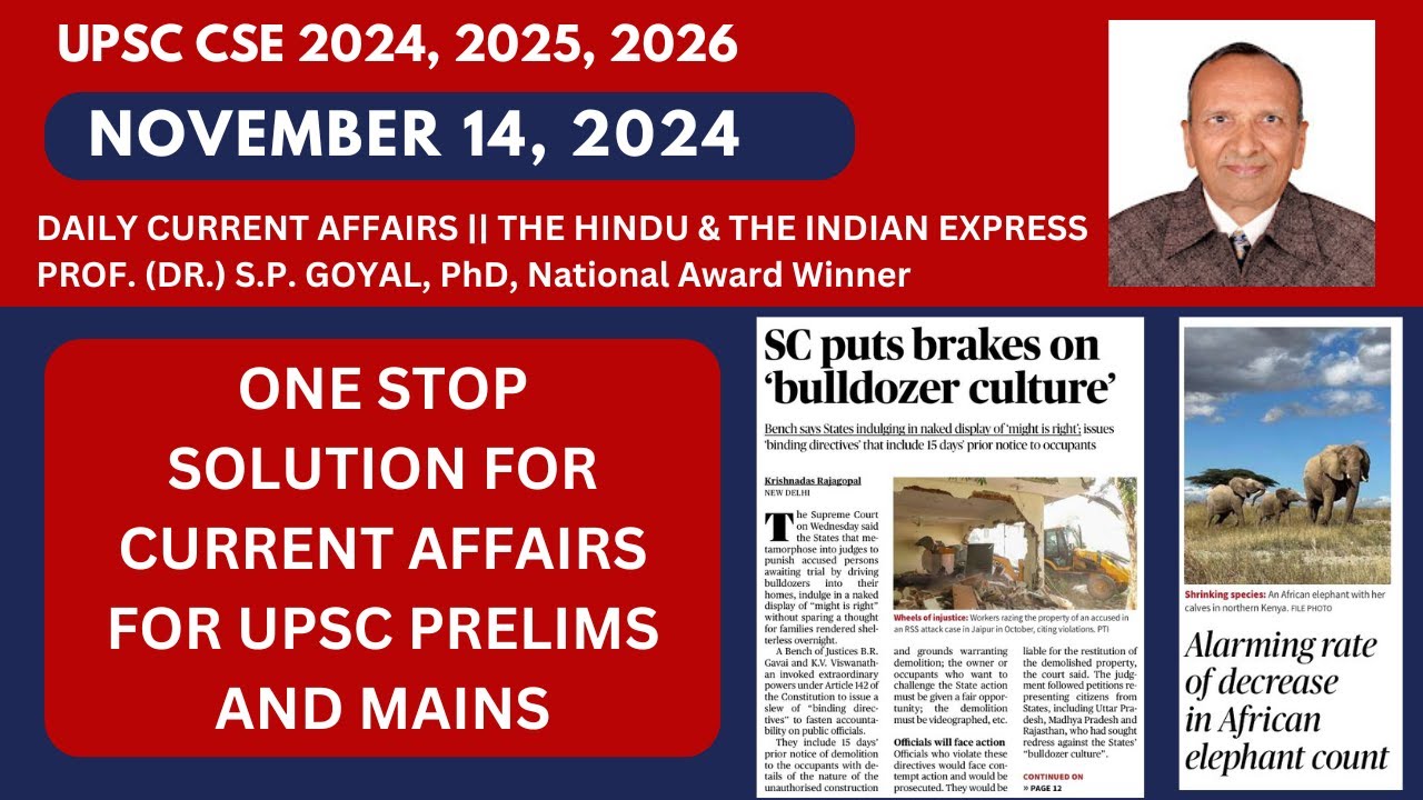 Daily UPSC Current Affairs MCQs & News Analysis | November 14 2024 ...
