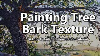How to create Detailed Realistic Bark Texture on Trees Trunks Branches in Oil Painting Tutorial Demo