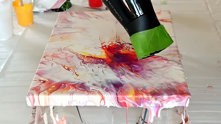 (970) Acrylic Pour Painting with Hair dryer ~ Yell...