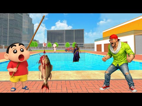 Ye kya kar diya Shinchain ne 😱💀Swimming pool me machhli pakad ke seedha kha gaya 🤢🐟 Indian gameplay 