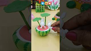 Cute Bunny Watermelon 🍉🐰 | Adorable Clay Art Idea | Miniature Clay Craft for Decoration#craft #diy