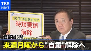 首都圏３県 来週月曜から酒の提供自粛など解除へ