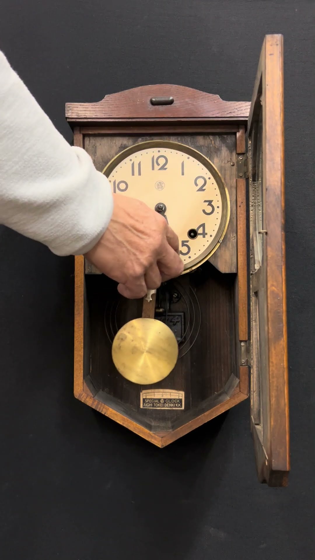 AICHI アイチ 愛知時計 振り子 ゼンマイ式ボンボン 手巻き鍵巻付