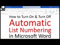 Enable or Disable Auto List Numbering in Word