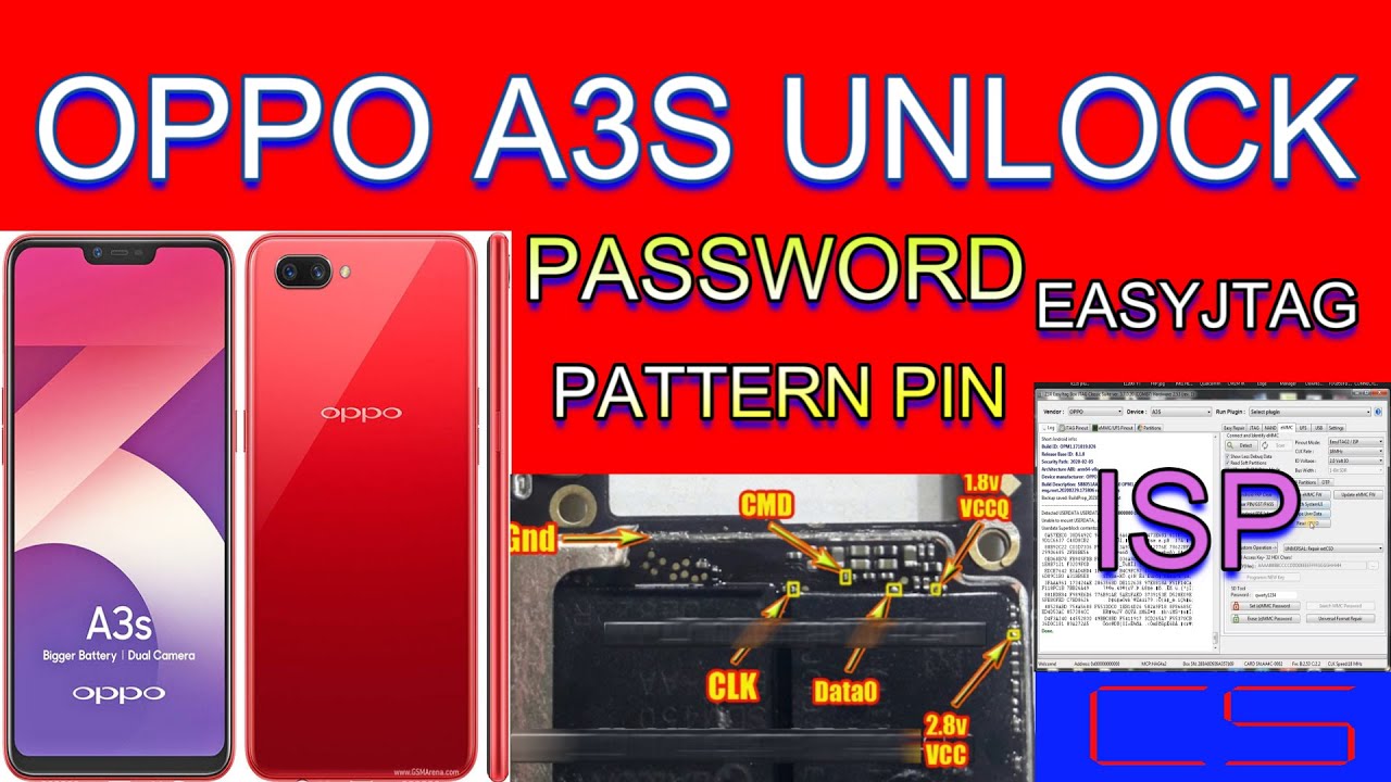 OPPO A3S UNLOCK PIN PATTERN PASSWORD,FRP WITH EASY JTAG BOX BY CELL