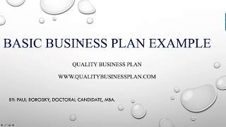 Basic Business Plan Example by Paul Borosky, MBA.