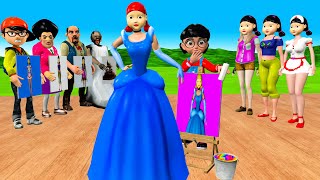 Scary Teacher 3D vs Squid Game Paint Princess Dress Nice or Error 5 Times Challenge