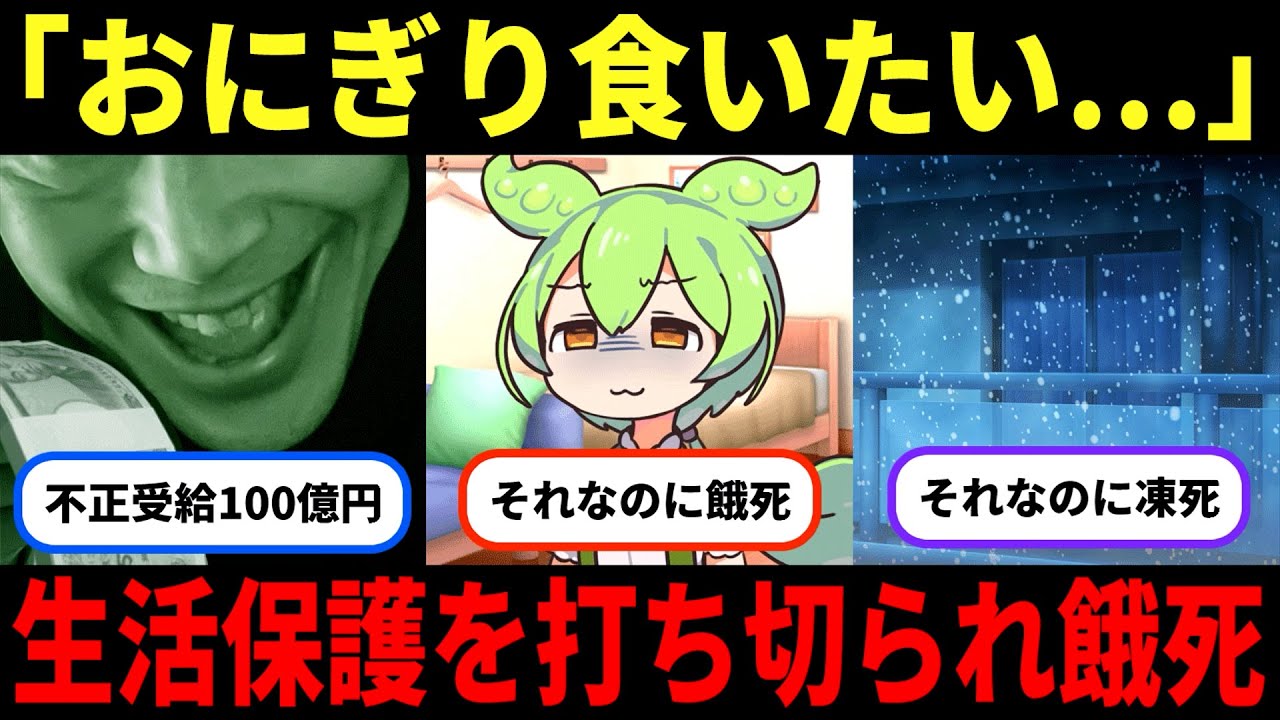 おにぎり食べたい…生活保護を打ち切られ餓死「北九州市生活保護受給者死亡事件」生活保護を受けられず凍死「北海道姉妹凍死事件（札幌姉妹孤立死事件）」【ずんだもん＆ゆっくり解説】