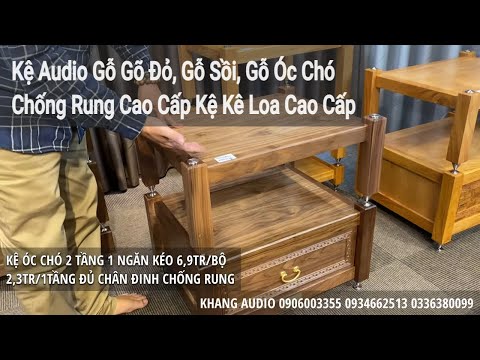 Kệ Audio Gỗ Gõ Đỏ, Gỗ Sồi, Gỗ Óc Chó Chống Rung Cao Cấp Kệ Kê Loa