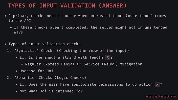 Ep. 18 - Input Validation With Joi.js (Part 1)