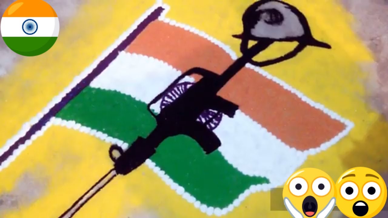 15th Aug Special Indian Flag with Amar Jawan Symbol ll Flag Rangoli ...