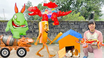 Kem Ốc và xe trộn bê tông, xe chở thú đi cứu thú cưng con chuột, con chó, thằn lằn gecko.Theu Chanel