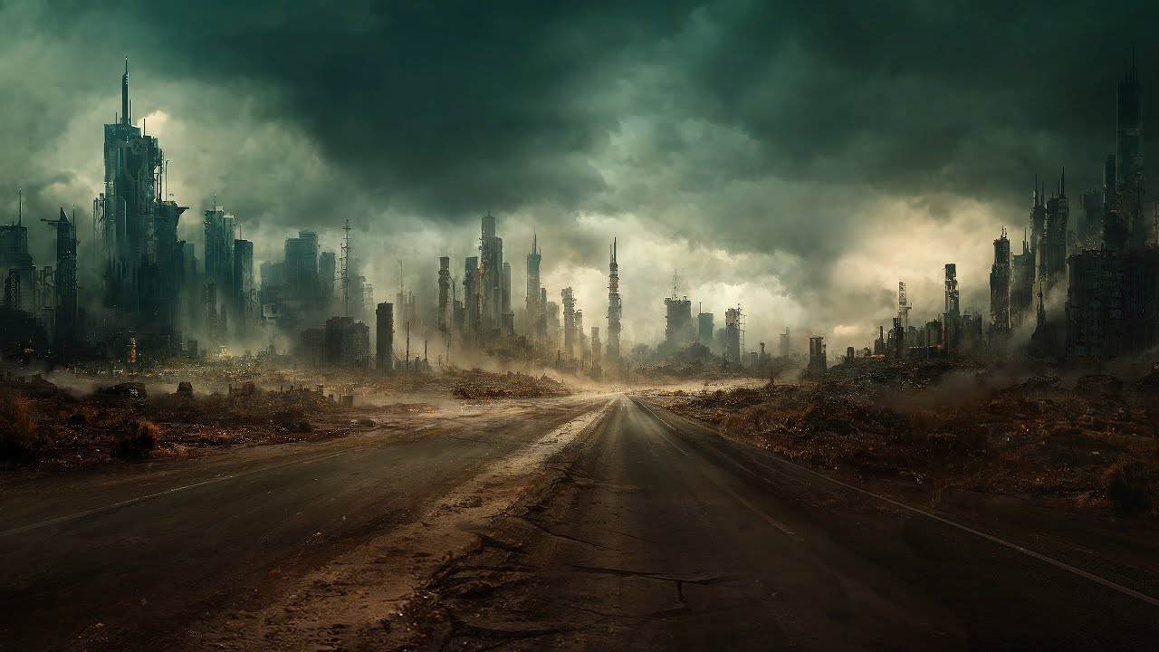 Apocalyptic vibes. Abandoned City White. Apocalypse Sound background. Apocalypse Vibes.