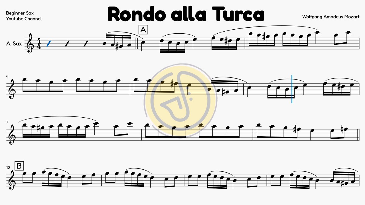 Mozart | Rondo Alla Turca | ALTO Saxophone Sheet Music